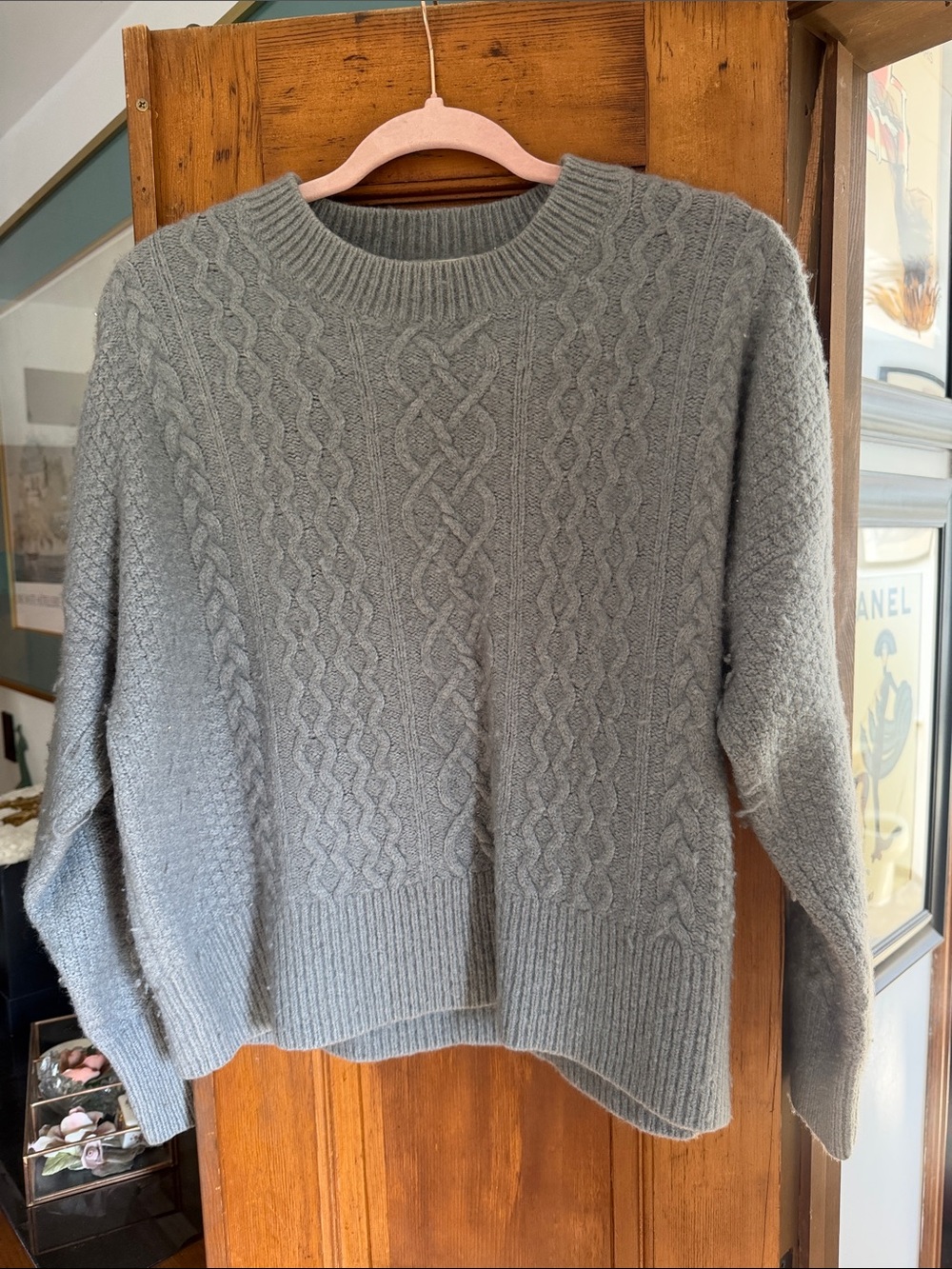 Favorite Daughter Heather Gray Ribbed Knit Crew
